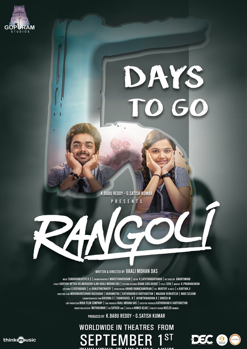 KollywoodCinima's tweet photo. #RANGOLI 5 DAYS TO GO...
โญ #Hamresh #Murugadoss #Akshaya
โญ #PrarthanaSandep #HariHaran
๐ธ๐ท#SundarMurthyKS
๐ฌ #VaaliMohanDas
๐ข Sep 1st Theatrical Release https://t.co/ZsTYJ4EaII