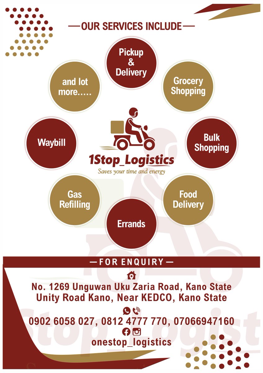 OneStop Logistics: Logistics and Courier services 📍Kano state Pickup ...