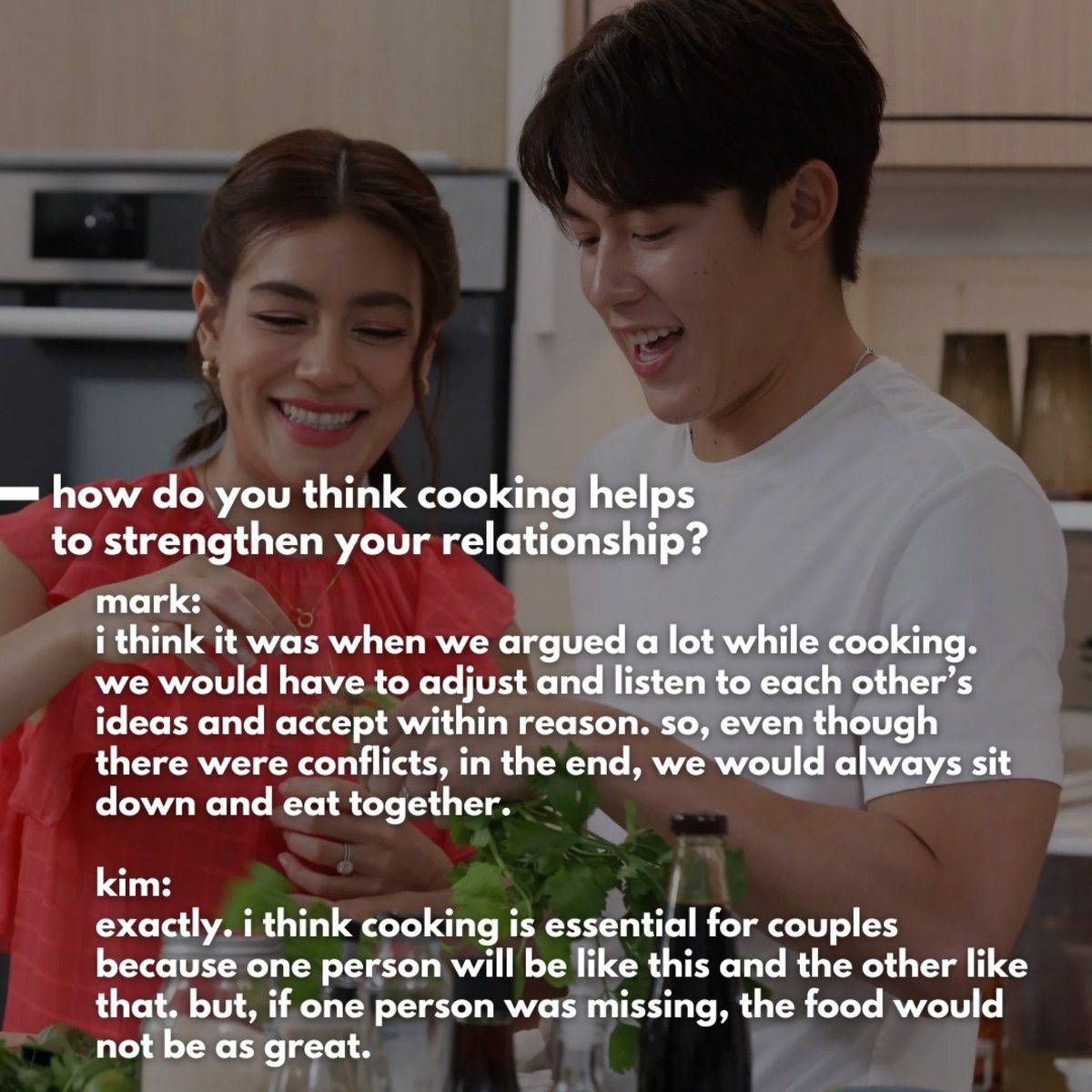 Prinfanclub's tweet photo. Under HBO GO, the name of the new Thai cooking series is MarkKim + Chef. The program stars the Thai celeb couple, Check out this exclusive interview with the couple on their new cooking series.⁠
#หมากคิม ⁠
Cr #LifestyleAsiaTH 
#MARKKIM #HBOGOTH #HBOGOASIA https://t.co/jpVWnfqXsv