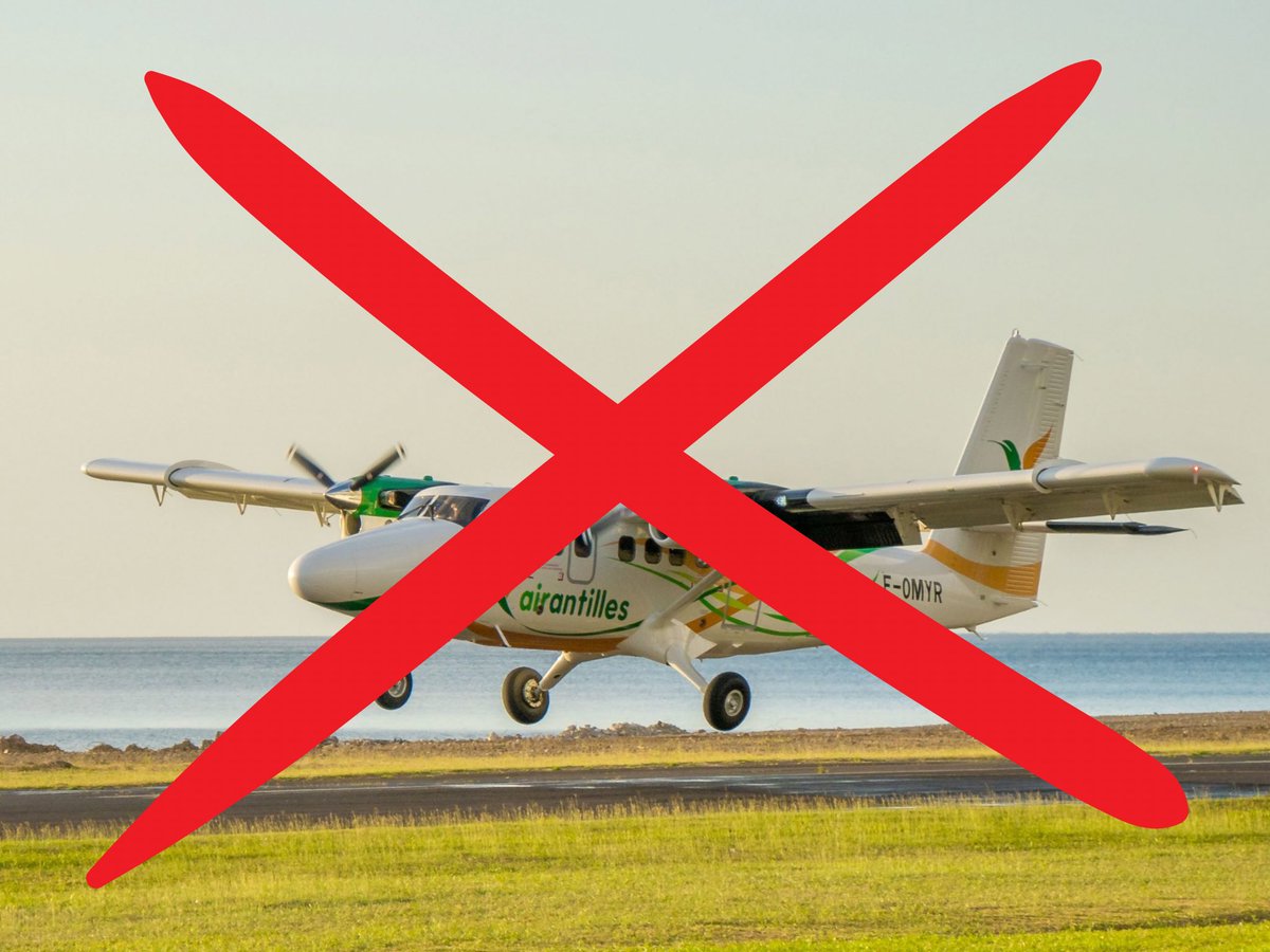resca_media's tweet photo. ⚠️ ✈️  Air Antilles n’assurera plus la liaison entre #Guadeloupe et #SaintBarthélémy à la suite de la collision avec un hélicoptère jeudi.

Décision prise par la collectivité territoriale et les services de la direction de l’aviation civile, valable jusqu’à nouvel ordre. https://t.co/xpzXeHkc2O