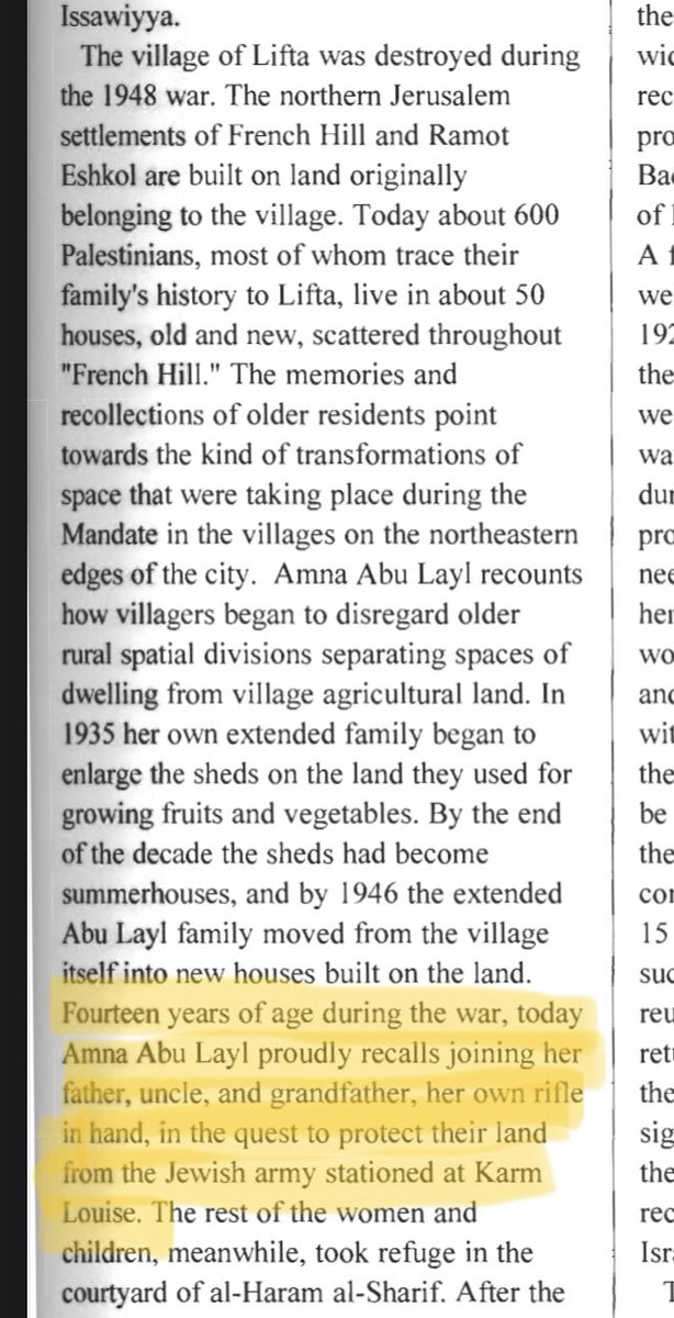 مع وصول السيناتور الأمريكي فرنش هيل لسوريا: استذكار قرية لفتا المهجرة يقضاء القدس ومستوطنة فرنش هيل المبنية عأراضيها وآمنة أبو ليل اللي شالت البارودة بالنكبة بعمر ١٤ سنة مع جدها وأبوها وعمها لحماية القرية من العصابات الصهيونية.