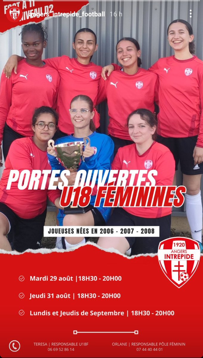IntrpideAngersF's tweet photo. Pole Féminin
Les portes ouvertes se prolongent !
N'hésite pas à nous rejoindre 👍🔴⚪ https://t.co/GRnYmeE1OI