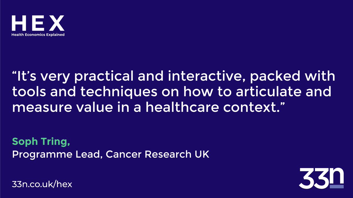 Want to learn how to secure support for a new project in the #charitysector? We recently delivered our #HealthEconomics Explained (HEX) course to Cancer Research UK who found it valuable in helping them to articulate economic arguments within proposals 33n.co.uk/hex/