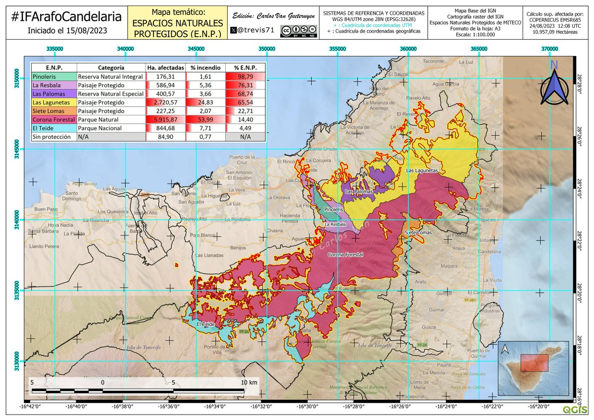 trevis71's tweet photo. Mapa temático del #IFArafoCandelaria #IFTenerife en base a Espacios Naturales Protegidos afectados. https://t.co/yP72DdP2Ki