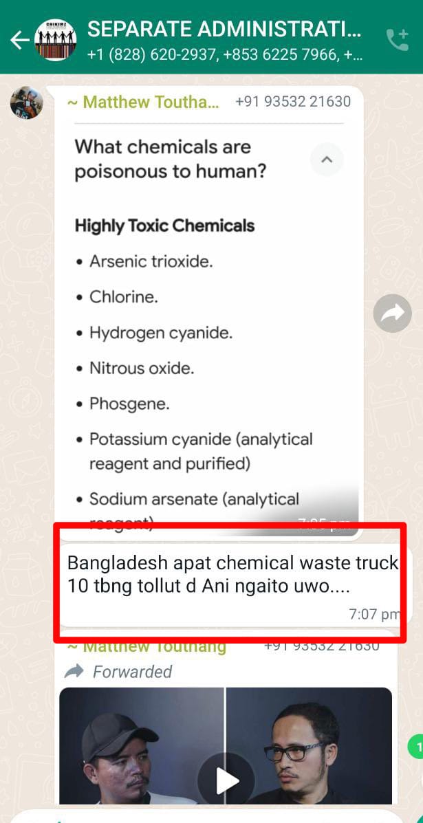 WorldMeeteiConv's tweet photo. ChinKuki who are for SEPERATE ADMINISTRATION must explain what is ..... "Bangladesh apat chemical waste truck 10 tbng tollut d Ani ngaito uwo....".

Have you been trying any chemical attack on your host state Manipur❗

#AdmitYourFaultSaySorry
#StopSacrificingYourOwnPeople
#ZalengamWontHappen
#ImmigrantChinKukiCannotBeScheduledTribe
#HowDareChinKukisOpposeMeeteiST

@narendramodi @AmitShah @PMOIndia @NBirenSingh @rashtrapatibhvn @VPIndia @RahulGandhi @kharge @BJP4India @INCIndia @ArvindKejriwal
@ZoramthangaCM
@MIB_India
@ianuragthakur
@IndEditorsGuild
@RajnathSingh
@AjitKumarDoval1

@aajtak @ManipurTalks @ndtv @CNN @cnni @MeiteiAMA @republic @TimesNow @DDKIMPHALRNU @EastMojo @BBCWorld @BBCHindi @vhsindia @ANI @ZeeNewsEnglish @news18dotcom @EUCouncil @thewire_in @ThePrintIndia @DailyMirror @DDNewslive @OpIndia_com