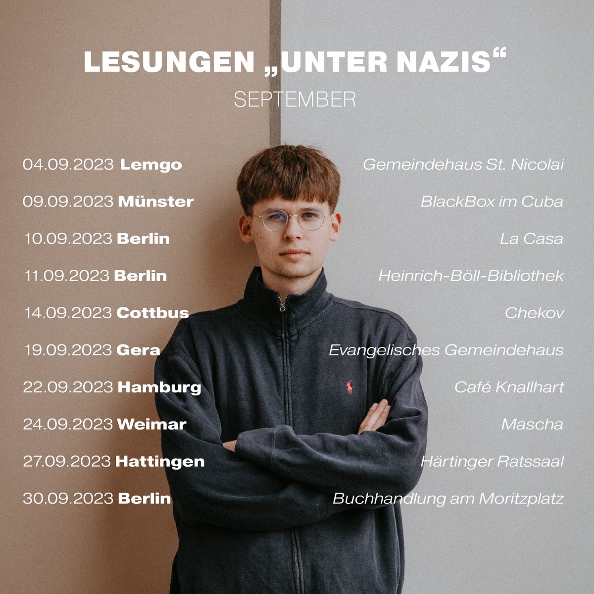 Mit „Unter Nazis. Jung, ostdeutsch, gegen Rechts“ geht‘s nach meiner kleinen Sommerpause im September wieder auf Tour! Denn gerade in Zeiten wie diesen kann Resignation nicht die Lösung sein. Jeder Retweet unterstützt meine Arbeit. Foto von Coco Villosa! #Sachsen #Antifaschismus