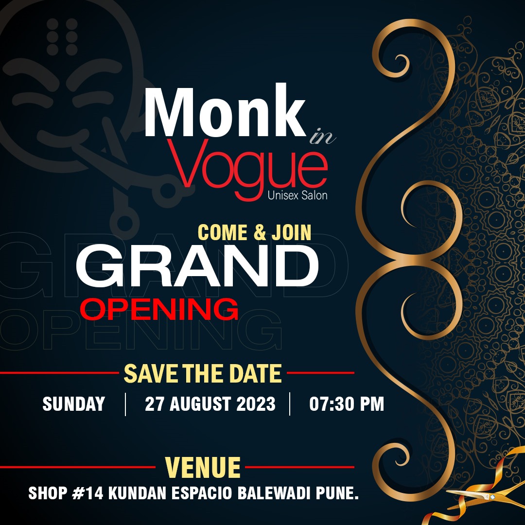 MonkInVogue's tweet photo. We're thrilled to announce the Grand Inauguration of Monk in Vogue, your ultimate destination for Unisex Glamour! 💇‍♂️💆‍♀️

📍 Location: Balewadi, Pune
🗓 Grand Opening: Today!

 #MonkInVogue #GrandOpening #BalewadiGlamour #UnisexSalon #punesalon https://t.co/HDJ1SNx2Sl