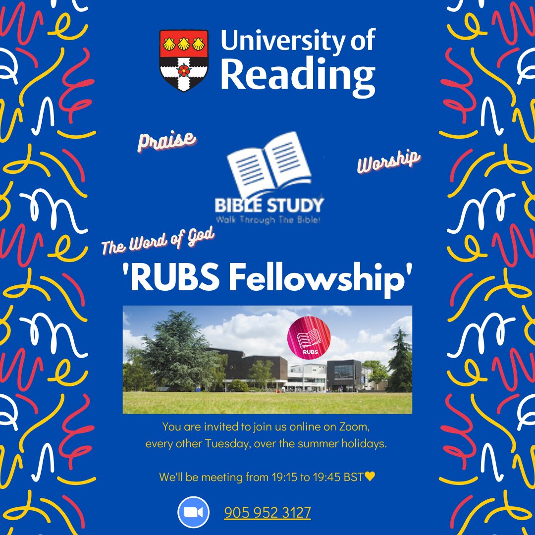 ReadBibleStudy's tweet image. Hi, everyone. Good afternoon and happy Sunday🌞
Our online summer sessions are continuing this Tuesday. 

They happen every other week and they will be at 7:15PM BST, on Zoom. The joining link is in our bio. God bless you ✝♥️