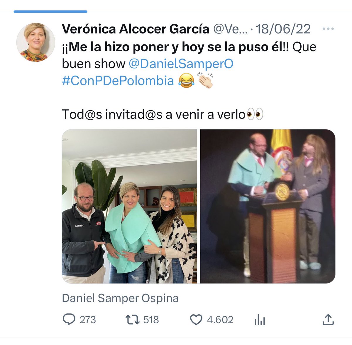 c0lombiaderecha's tweet photo. Cuando la Brincona Alcocer le hacía matoneo a la esposa de Duque por la forma en la que se vestía.

Y hoy quiere dar lecciones de moral la M4ALPARIDA https://t.co/OZoeqYhog6