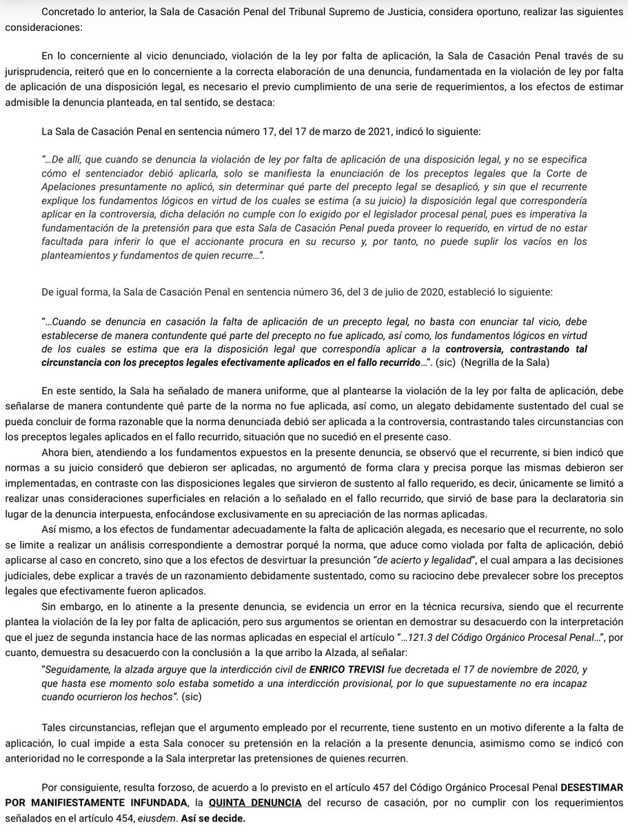 WilsonGomezGB's tweet photo. Sentencia N° 089 del 24/03/2023 Sala de Casación Penal @TSJ_Venezuela Denuncia en casación la falta de aplicación de un precepto legal. Para su correcta elaboración, es necesario el previo cumplimiento de una serie de requerimientos 🧐☕ https://t.co/tUVtNVFT5f https://t.co/xkrPSDctLm