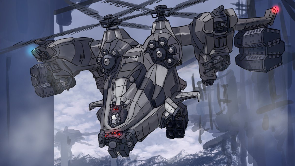 no humans mecha robot science fiction flying helicopter spacecraft  illustration images