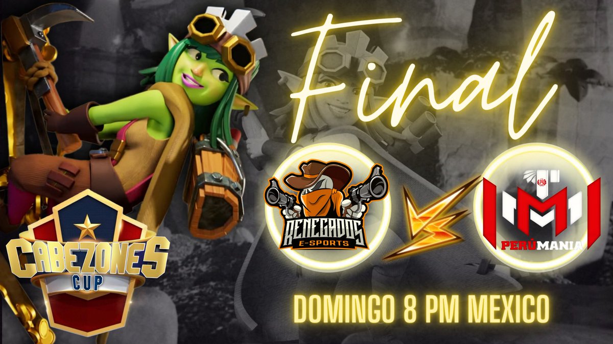 💥GRAN FINAL CABEZONES CUP💥
✅RENEGADOS VS PERUMANIA
⏰8 pm mexico!

🥳NO TE LO PUEDES PERDER! 
❤️QUIERO AGRADECER A MIS PATROCINADORES <a href="/Sergio01904530/">Centurión</a> Charlie Snoopy Y ayavire Coc  POR HACER POSIBLE ESTE TORNEO 
facebook.com/VanesithaDePaz… 
 twitch.tv/vanesithagamer
