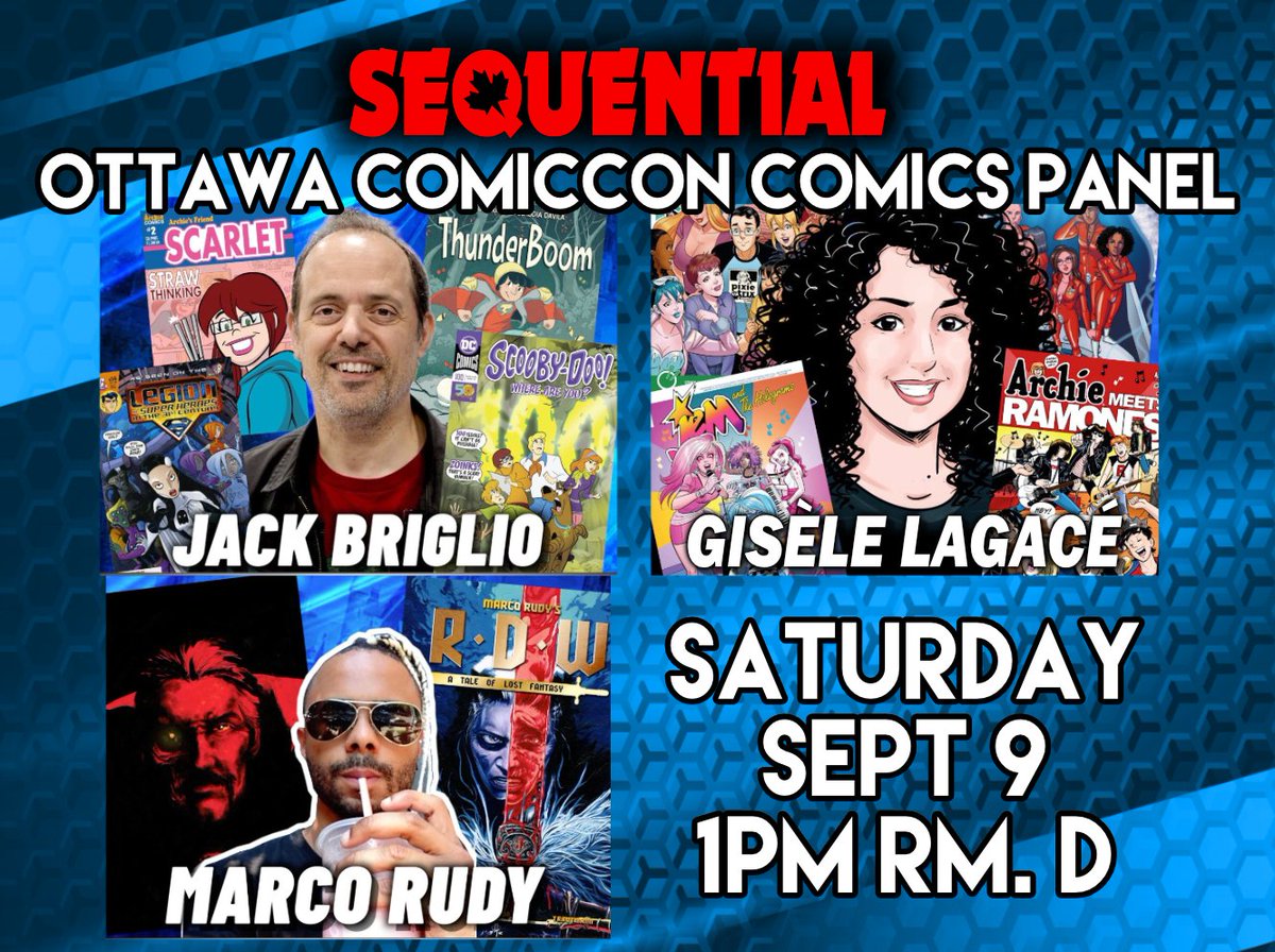 No FanExpo for me this year but I'm already looking forward to hosting a panel again at @OttawaCC Sat Sept 9! Featuring <a href="/jackbriglio/">Jack Briglio</a> @giselelagace @marco_rudy . Also @uncouthRooth has a spotlight panel Friday 8th #ottawacomiccon