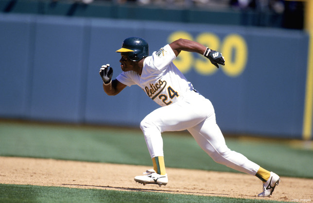 On this date in 1982 @athletics OF Rickey Henderson becomes baseball's all-time single-season record-holder for steals when he breaks Lou Brock's record of 118, set in 1974. Henderson finished the season with 130 swipes! #80s #baseball #1980s