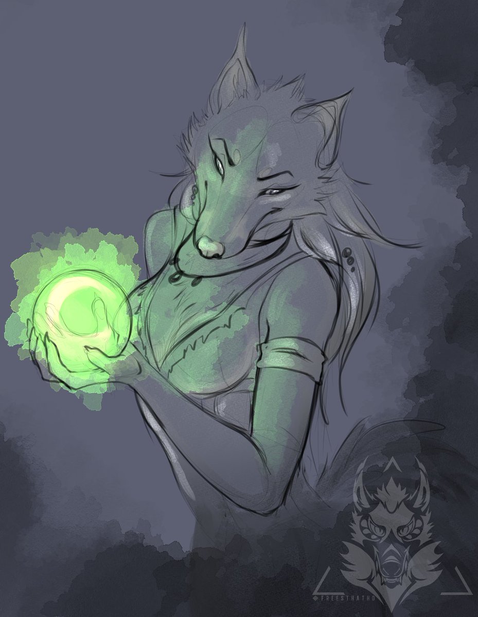 Finished sketch for <a href="/ReynaVix/">Reyna</a>, pondering her crystal ball.