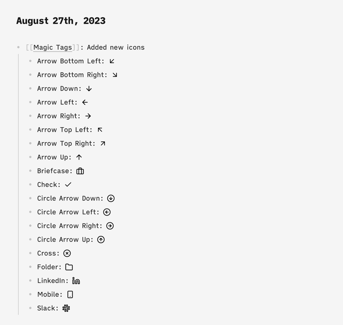 Update for my Magic Tags plugin for <a href="/RoamResearch/">Roam Research</a>  incoming. 

Added all items from the wish list, fixed inverting black and white, and added detection for Roam Studio mode switches. It is currently under review and should be released soon.

Need an icon? github.com/rcvd/magic-tag…