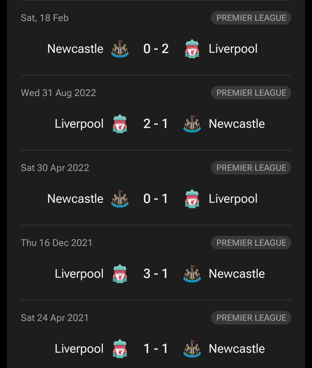 Anything Liverpool on X Liverpool s last 5 results vs Newcastle haven t been half bad 4 wins 9 goals 3 conceded 13 15 Points https t brk6FRfAvM X