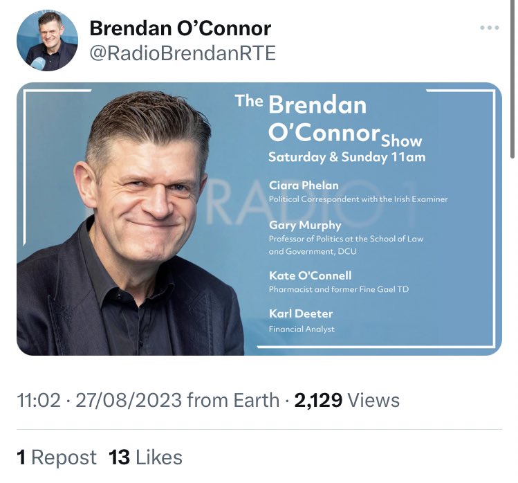 Trickstersworld's tweet photo. One journalist. One former Fianna Fáil member. One former Fine Gael member. One former (Fine Gael spinoff) Renua member. RTE’s rot goes way beyond flip flops and musicals. https://t.co/yzOPXoezUG