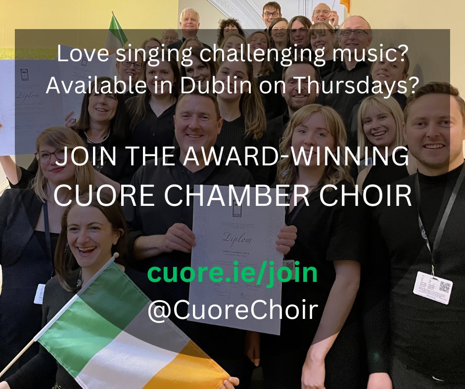 CuoreChoir's tweet photo. Would you like to sing challenging rewarding music with a friendly and award-winning chamber choir?

We're auditioning now for limited vacancies. Low basses and low altos particularly welcome. 

Apply at https://t.co/nzmtr8pSTs or link in bio. https://t.co/pPYejpFoar