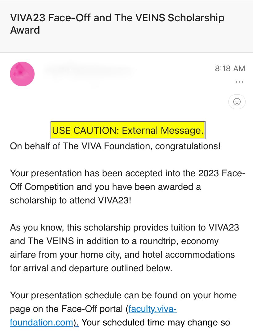 Thrilled to announce my presentation's acceptance in the face-off competition, earning me the Viva Scholarship! Grateful for this opportunity and the support of <a href="/ramposham/">Ram Posham</a>.Excited to delve into the world of endovascular techniques with the guidance of experts. <a href="/VIVAPhysicians/">The VIVA Foundation</a>