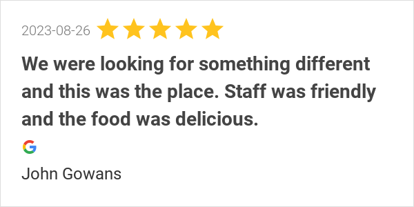 pepperpotkw's tweet photo. New 5.0-star Review: "We were looking for something different and this was the place. Staff was friendly and the... https://t.co/V85cGphNan