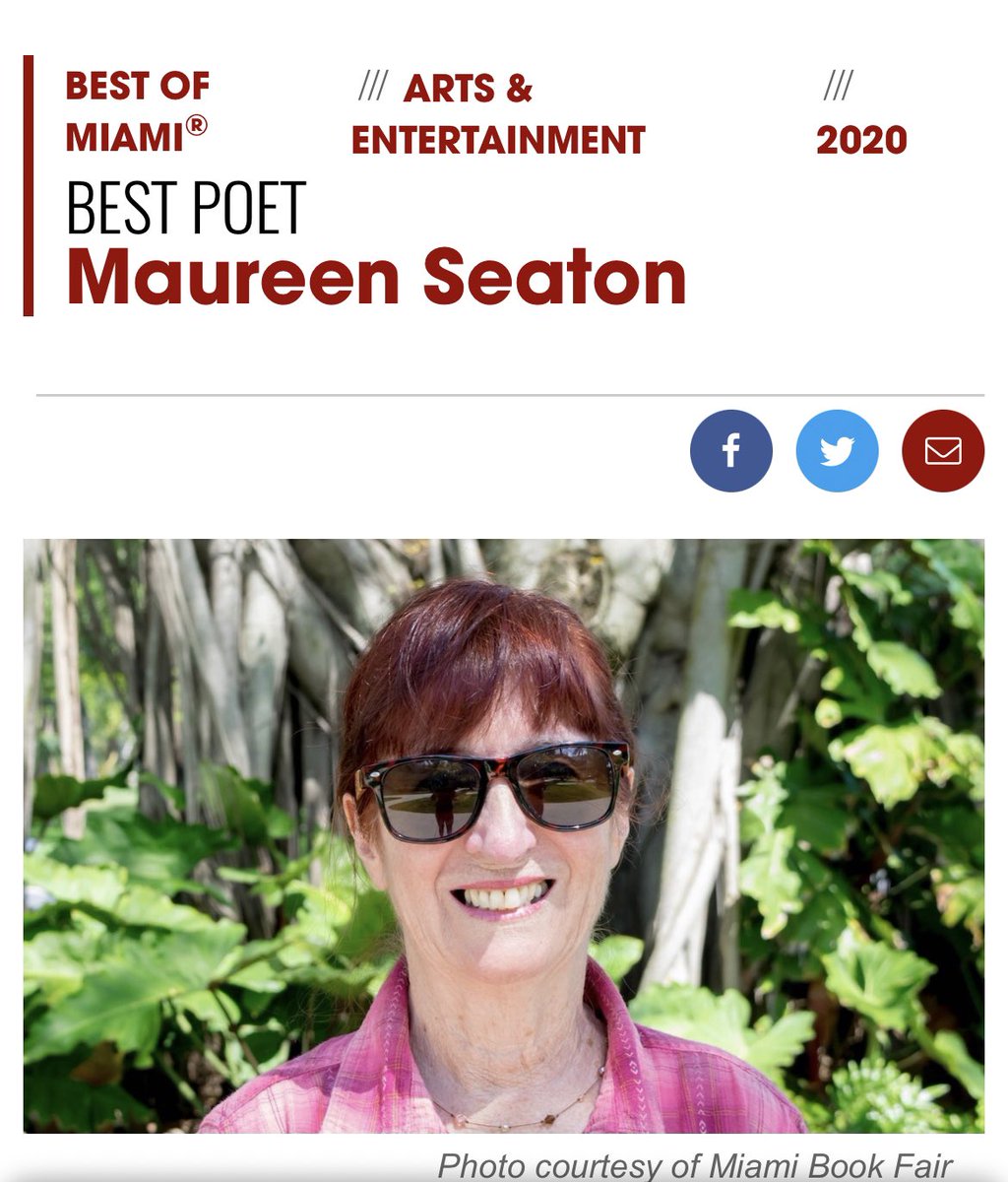 Maureen Seaton (<a href="/mseaton9/">Maureen Seaton</a>) was voted Miami’s Best Poet in 2020. She passed away yesterday at 75. Through her teaching, poetry, kindness &amp; generosity, she has touched so many people in Miami &amp; beyond. It would be amazing to see our community pay her tribute as she deserves. ❤️