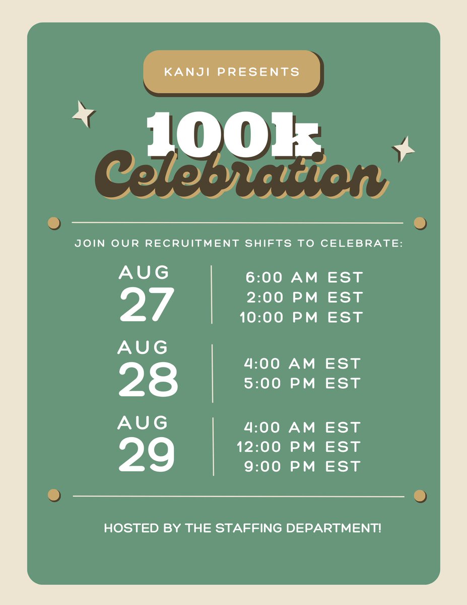 📢 RECRUITMENT SHIFTS

In celebration of hitting 100k… we are on the look out for new staff members to join our team! We can’t wait to see you all there!