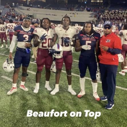 Our Beaufort area athletes during the televised HBCU powerhouse clash of <a href="/gojsutigersfb/">Jackson State Football</a> &amp; <a href="/SCState_Fb/">South Carolina State Football</a>. (L to R) Jaheem Hazel (Whale Branch), <a href="/Kacy3Fields/">Kacy Fields</a> (Beaufort), Jaeon Allen (May River), Irvin Mulligan (Whale Branch), RB Coach Morton (Whale Branch).