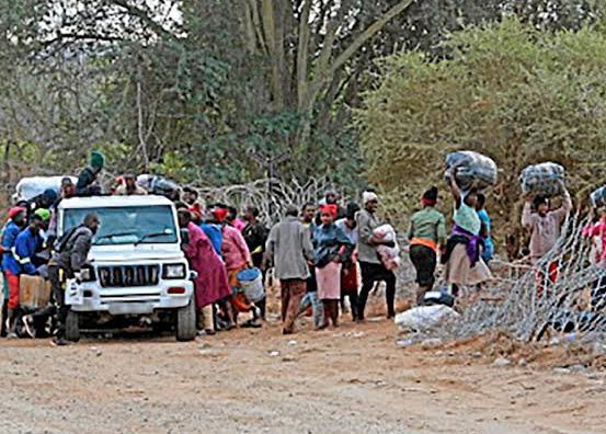 AdvoBarryRoux's tweet photo. Zimbabweans crossing the boarder after the Zanu PF win. https://t.co/kSYpeUjHZa