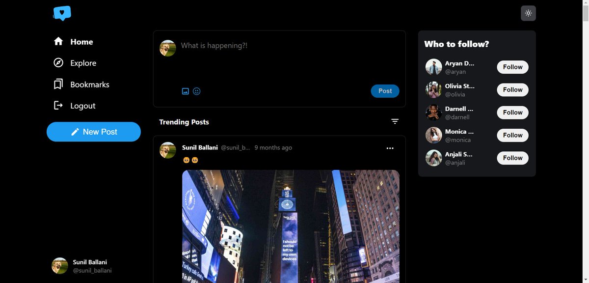 imsunilballani's tweet photo. Excited to introduce my new project "TrendWhirl" - the ultimate social media experience built with React.js!
App: https://t.co/k4YImEDtRZ
Code: https://t.co/Jv4OGhFick
#ReactJs #javascript #React #socialmedia #neogcamp https://t.co/yzwUVjKjOL