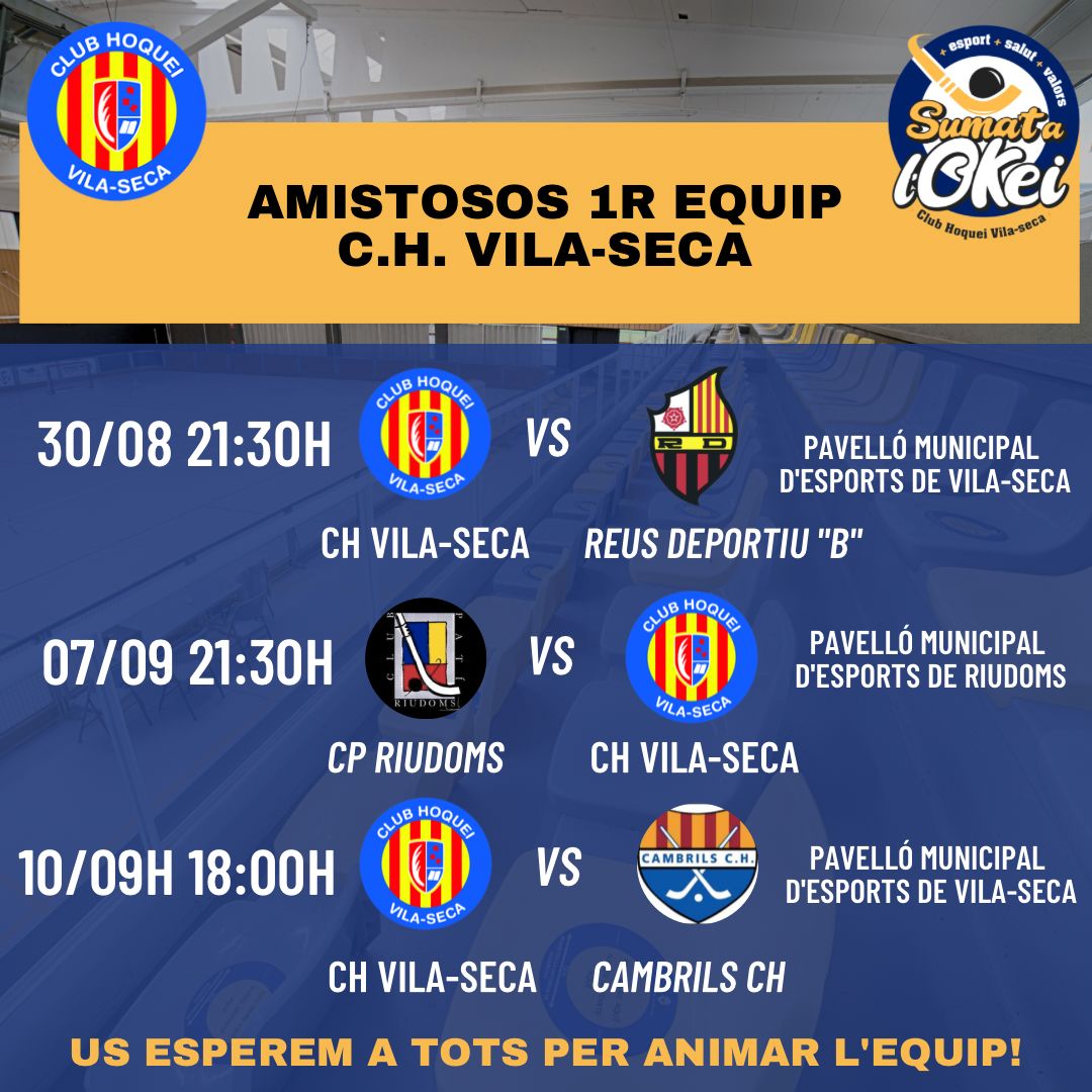 CHVilaseca's tweet photo. 💥💥💥💥💥💥💥💥💥💥💥💥

📆 Calendari dels primers partits amistosos del sènior 🧑.

Aquest pròxims díes us anirem presentat a tots els integrants del primer equip 🟡🔵

#sumatalokei🟡🔵 
#vilaseca 
#chvs https://t.co/mJHDYX7iHq