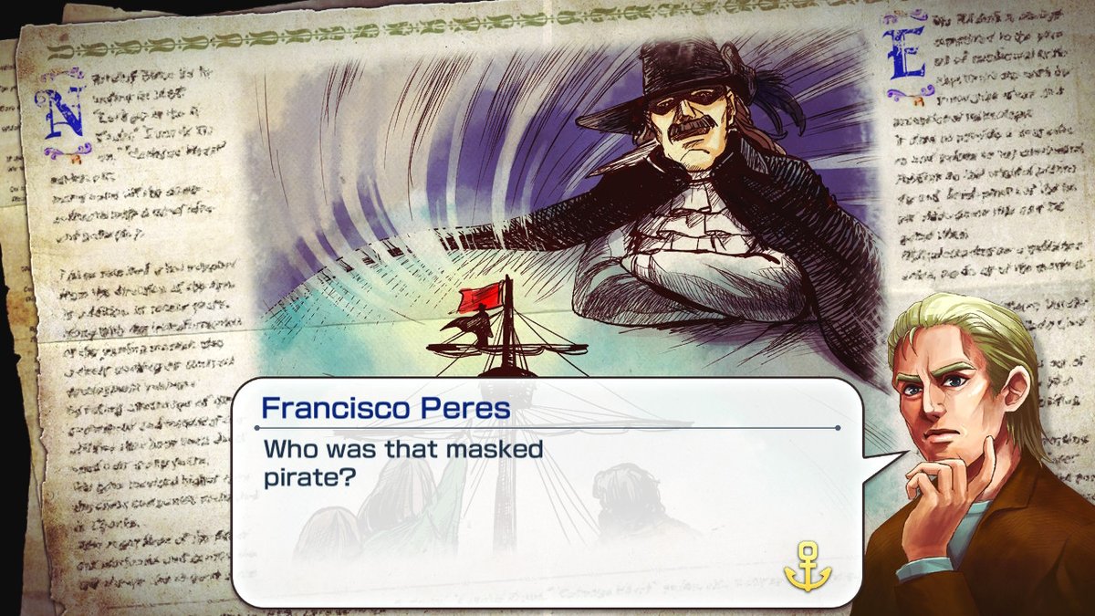WoodSylva's tweet photo. Came across pirates while exploring. Zorro erm I mean the masked pirate saved us. I simply can't guess who he is! #NeoAtlas1469 #NintendoSwitch https://t.co/UzeV5xsTrk