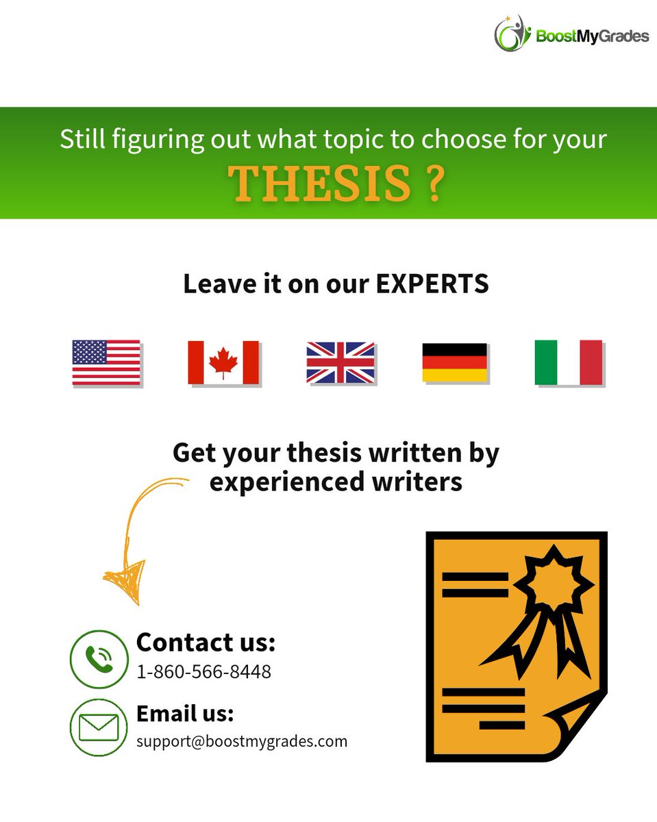 BoostMyGrades's tweet photo. Puzzled about your thesis topic?
Let our experts at Boostmygrade handle it! Get your thesis crafted by experienced writers.
Reach out now! 
📞 1-860-566-8448 or 📧 support@boostmygrades.com.
#Boostmygrades #Thesis #University https://t.co/V5aTHctn0E