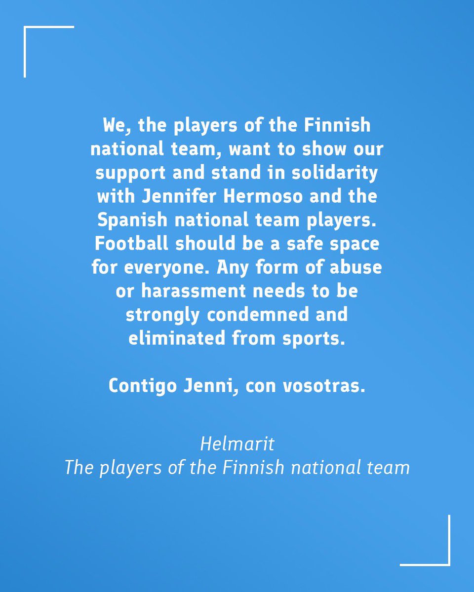 Statement from the national team players of Finland.
#SeAcabo #ContigoJenni #helmarit