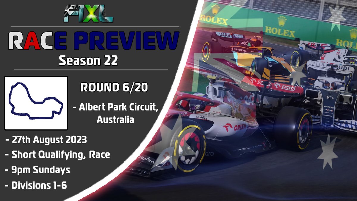 The #F1XLSeason22 continues this weekend with round 6 at Albert Park Circuit in Australia… make sure you tune in at 9pm on Sunday 13th August for coverage on our main channel twitch.tv/F1XL! 🇦🇺🇦🇺