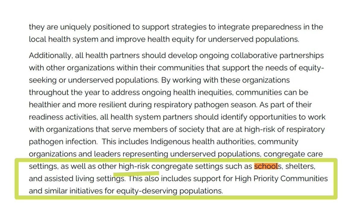 The MOH sent out a guide to physicians &amp; health partners. 

Pulled up some interesting points.

1) MOH says schools are HIGH RISK settings 

2) States that collaborative partnerships should be made &amp; to identify opportunities to work with orgs that serve members at HIGH RISK

👋