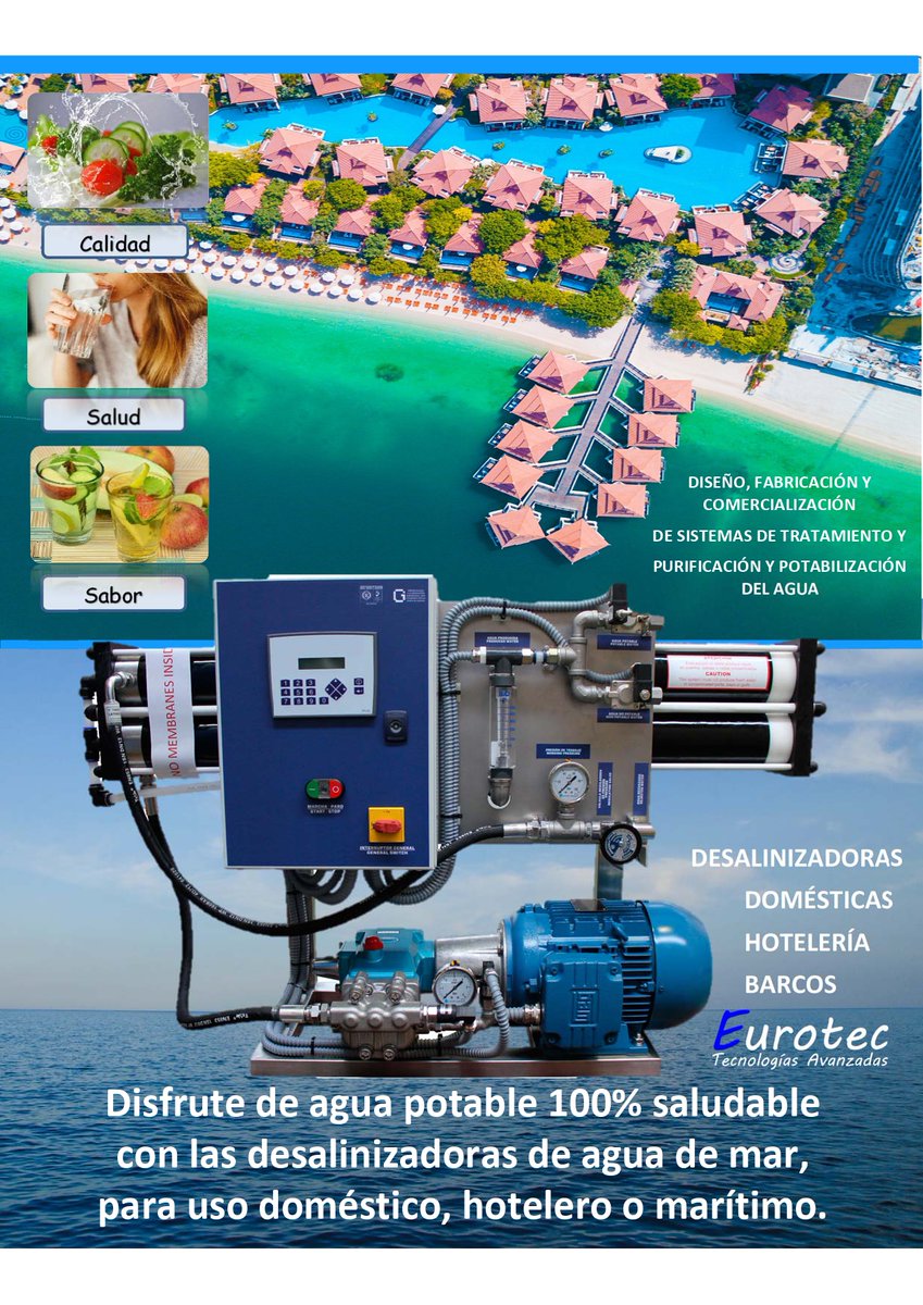 CrisGomezH's tweet photo. EUROTEC SAS es una empresa colombo europea con sede en Cartagena, se dedica a diseñar sistemas de purificacion y potabilizacion de aguas saladas de mar con desalinizadoras, salobre de rios, caños sistemas de tratamiento y depuracion de aguas negras #Cartagena #Colombia #filtrado https://t.co/Sogh5yrdNY