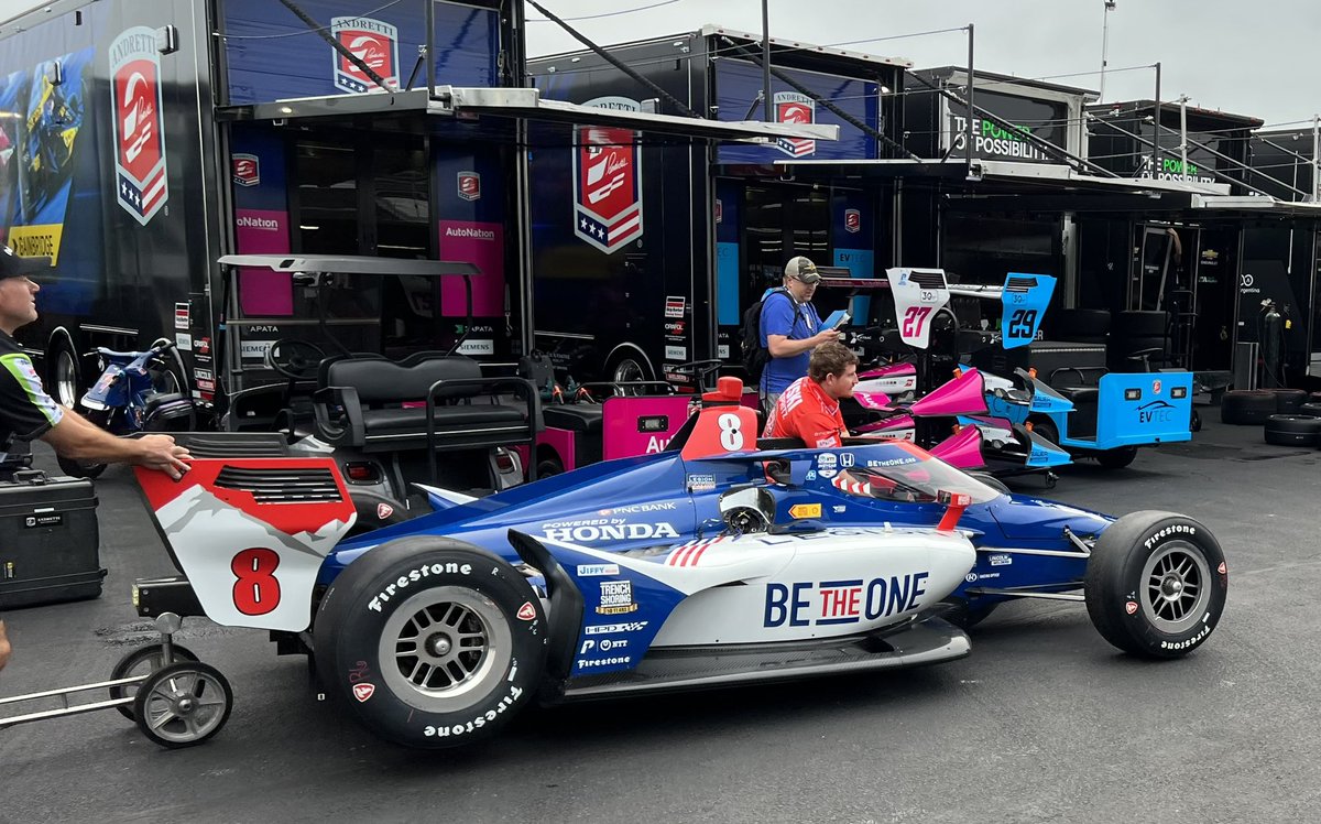 The No. 8 of @Ericsson_Marcus will have a different look today. His @CGRTeams crew was here until 1am last night after getting to the track at 7am. They were back at 7am again this morning.