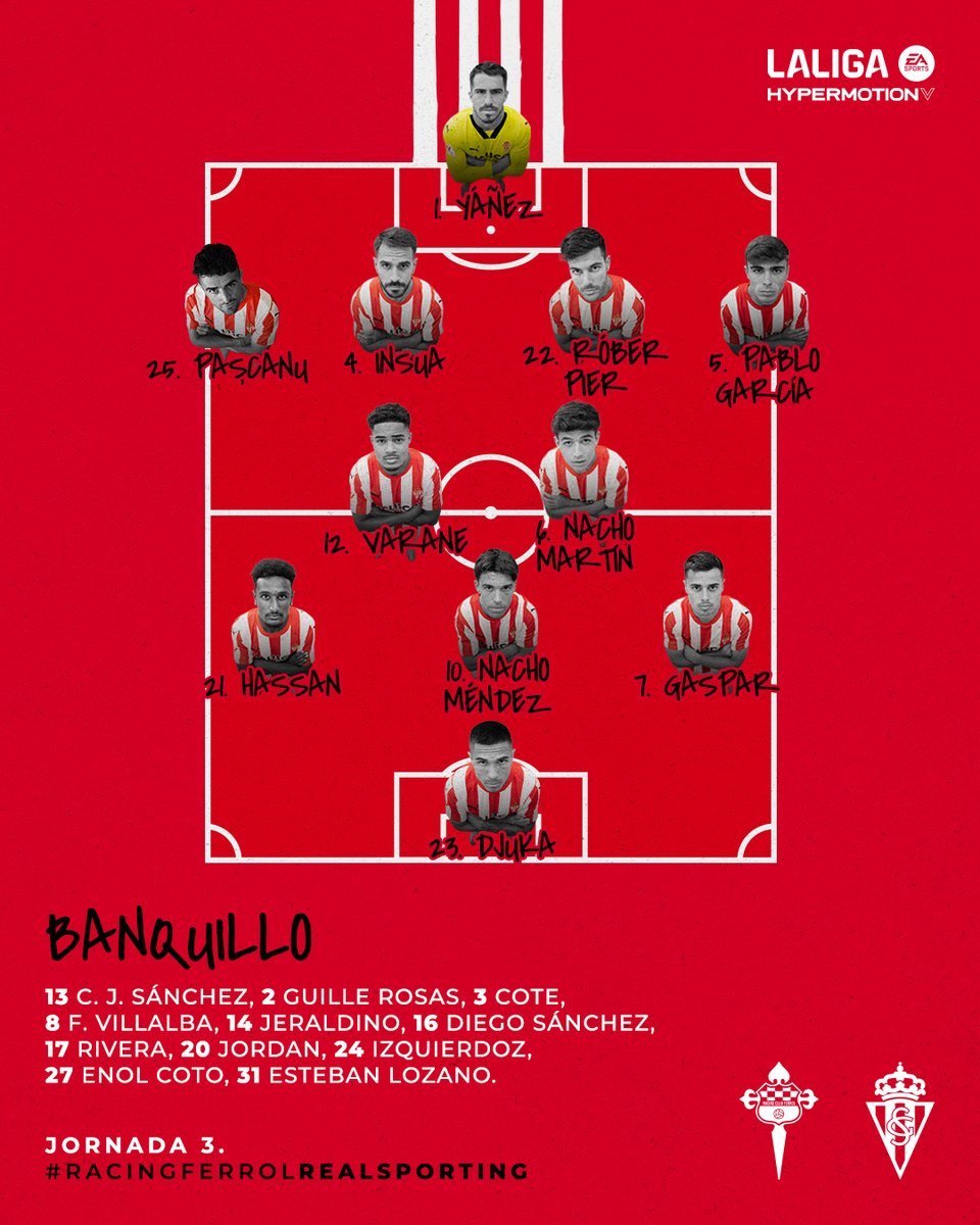 🕚 El once.

#RacingFerrolRealSporting 
#LALIGAHYPERMOTION
