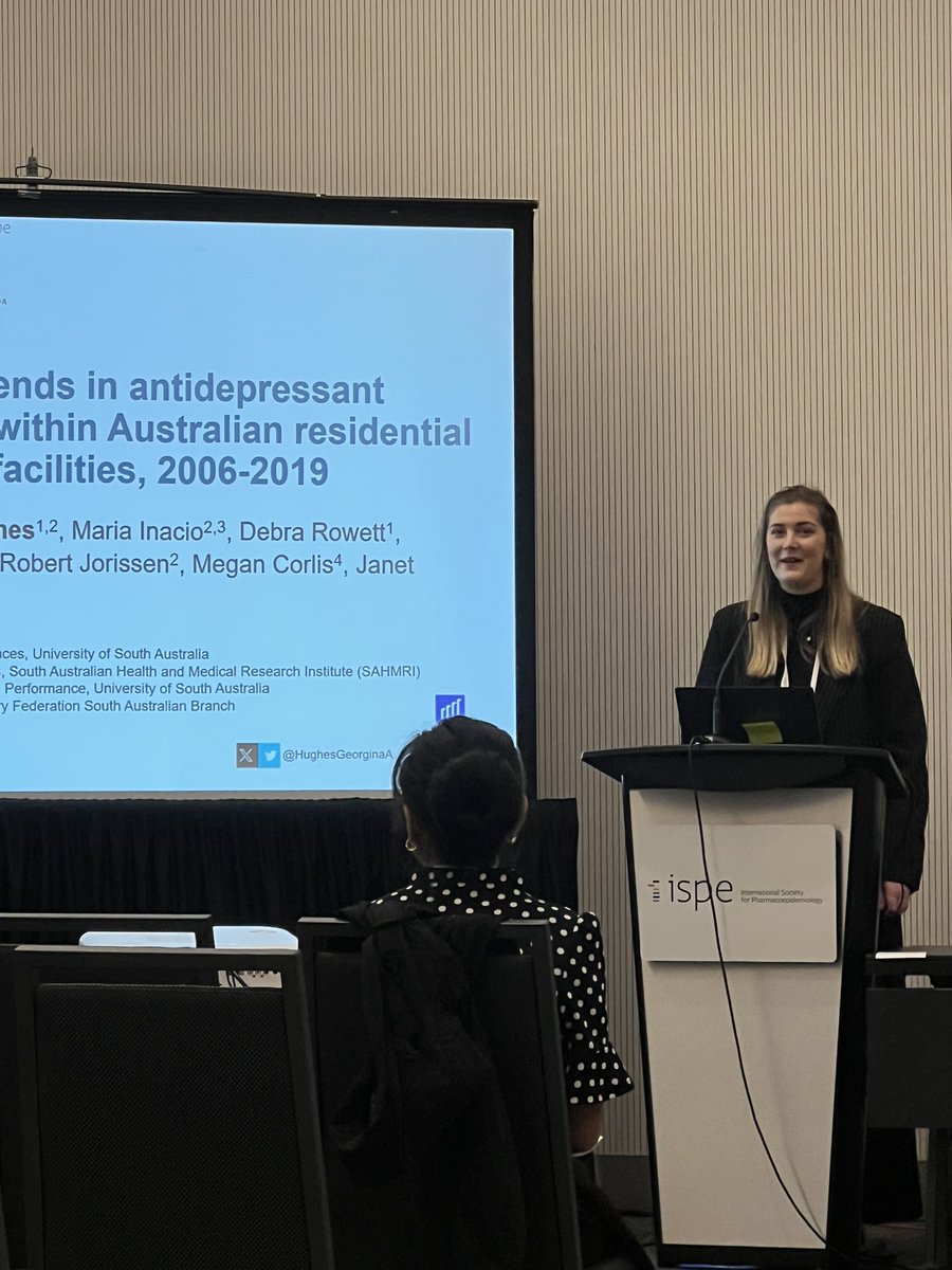Janet Sluggett (@janetsluggett) on Twitter photo Fantastic presentation on antidepressant use among residents of #agedcare homes from <a href="/HughesGeorginaA/">Georgina Hughes</a> at #ICPE2023 <a href="/ROSA_Project/">Registry of Senior Australians (ROSA)</a> Fantastic presentation on antidepressant use among residents of #agedcare homes from <a href="/HughesGeorginaA/">Georgina Hughes</a> at #ICPE2023 <a href="/ROSA_Project/">Registry of Senior Australians (ROSA)</a>