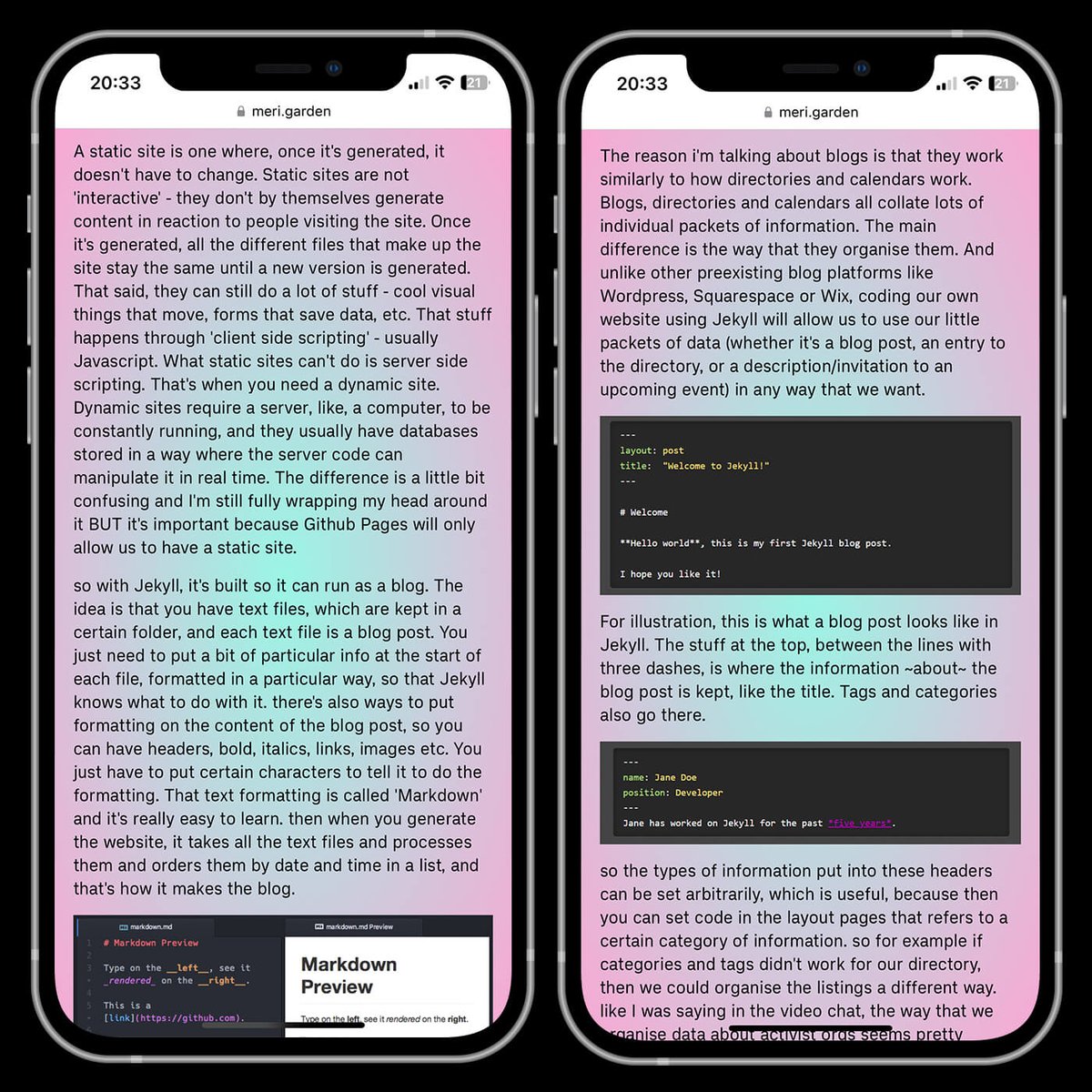 Melbourne-based frontend web developer @Meri_Leeworthy has combined Vercetti Regular and <a href="/Velvetype/">VTF</a>’s Sligoil #font to create a portfolio #website with a gentle and sensitive aura. meri.garden #merileeworthy #fontsinuse #vercettiregular #typography #velvetyne