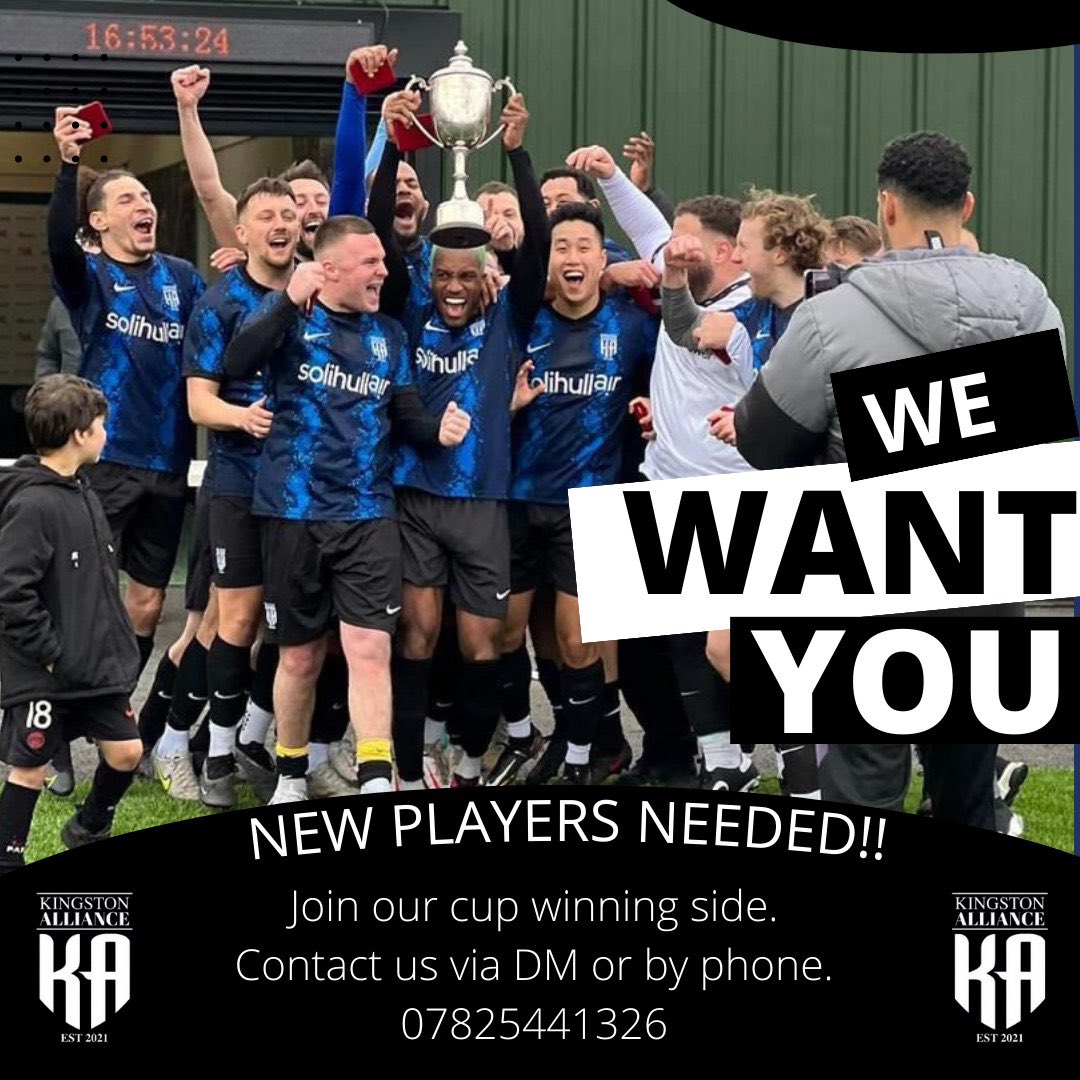 We are seeking new players for the upcoming season 🧐

Our History:

Established in 2021. 

21/22 season - Secured promotion 📈

22/23 season - Secured promotion and cup champions 📈🏆 

If you are interested in joining an already successful club, get in touch ASAP 📲✍️ #UTK