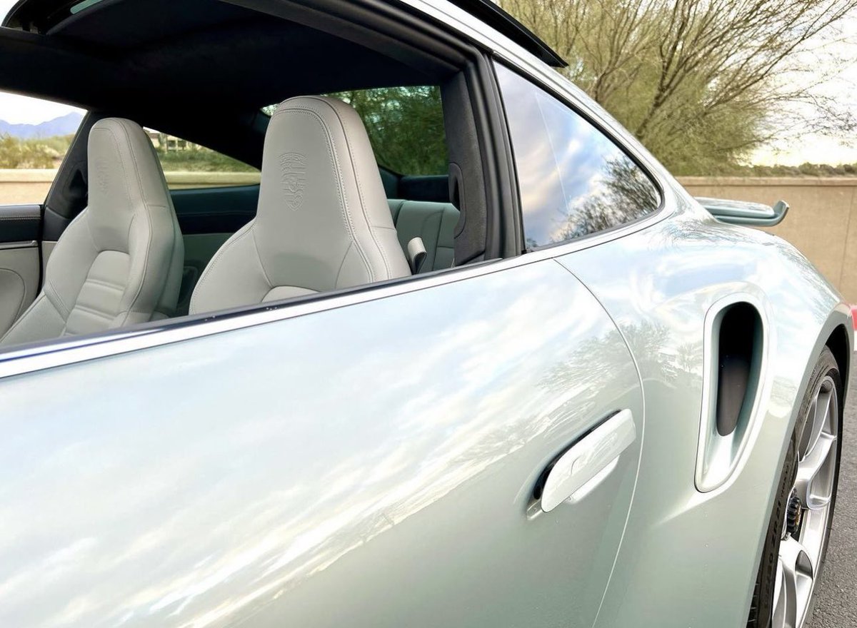 PorscheCIub's tweet photo. Paint-to-Sample Fish Silver Grey Metallic 992 Turbo S https://t.co/x43umcSa99