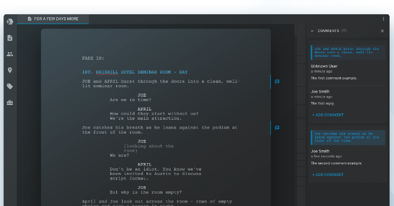 clapperbie's tweet photo. Say hello to the "Comments" feature! 

Leave your notes in the margins or share feedback 🗣️✍️

#filmmakerlife #scriptwriters #screenwriter #screenwritingtips #filmschool #clapperbie #filmmakingtips