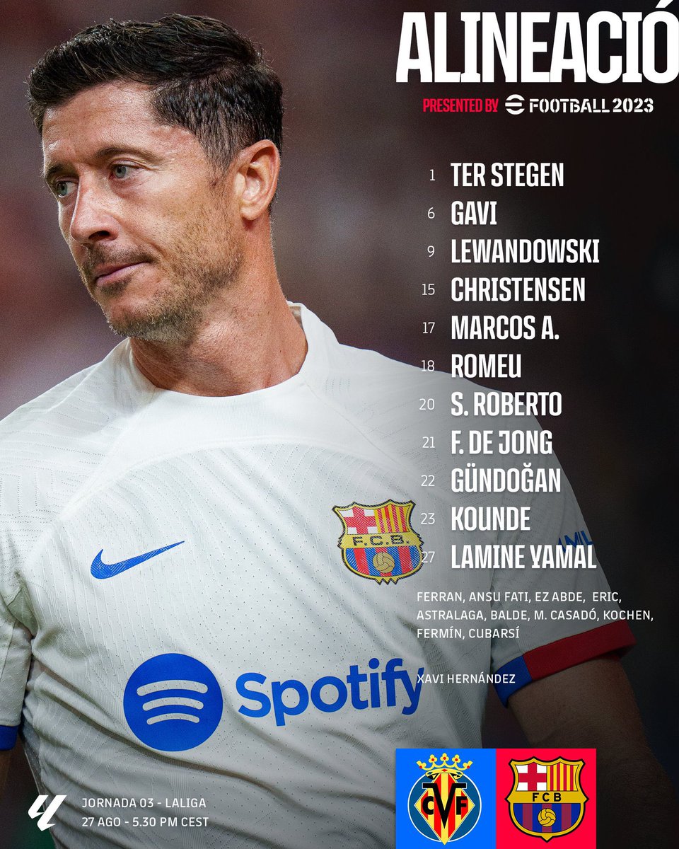 barcacentre's tweet photo. 🚨 The lineup! @FCBarcelona 

Thoughts? 💭 https://t.co/KNyXTy1CRg