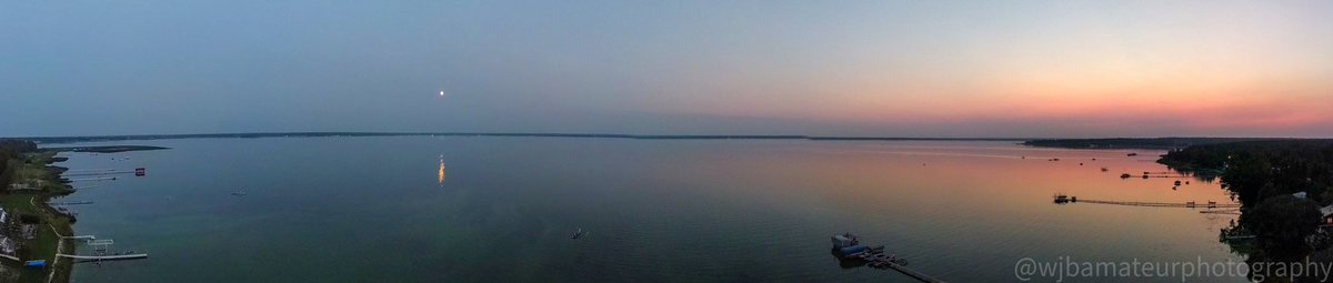 As one rises another sets…#SaturdaySunset #DronePano