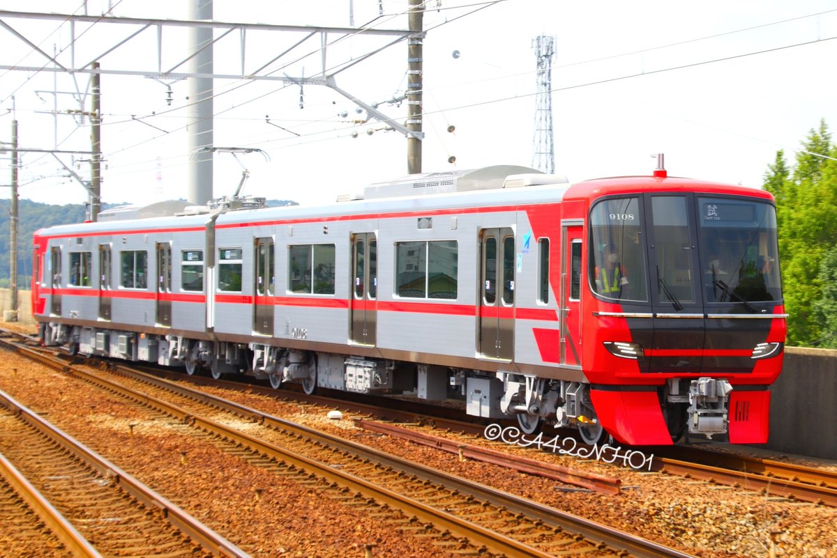 CA42NH01's tweet image. #性能確認試運転 
#試運転 #testrun 
#名古屋鉄道 #名鉄 #9100系 #9108F 

 📷2023/08/21