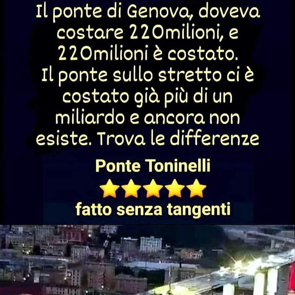 Repetita iuvant: per non dimenticare!
#pontedigenova Vs #pontesullostretto 
#M5S Vs #Lega 
#Toninelli Vs #Salvini