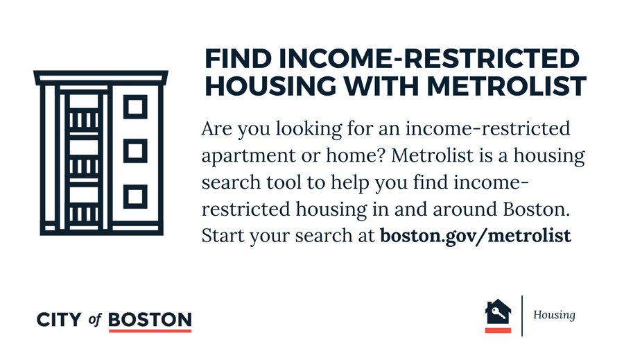BostonNeighbor's tweet photo. Are you searching for affordable housing in #Boston?🏘️ @MayorWu wants to remind you that the @CityOfBoston's #Metrolist has income-restricted homes and apartments in and around Boston.
Learn more and start your housing search here:➡️ https://t.co/Z3j2GSSx3D https://t.co/Io2hUFw6sn