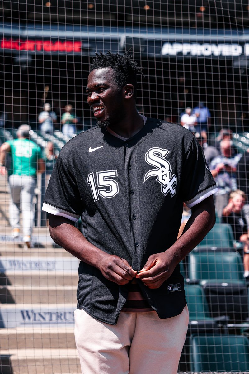 Rookies @ju1ianphillips & Adama Sanogo in the Southside for first pitch duties at Bulls Day ⚾️